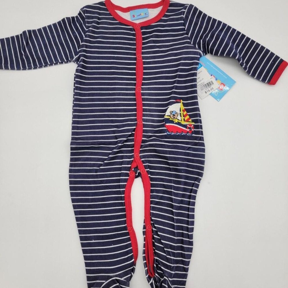 Sweet & Soft Paris Boy's One Piece Cute Nautical Sailing Boat Themed 3/6 Month